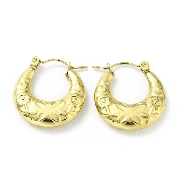

PandaHall Ion Plating(IP) 304 Stainless Steel Crescent Moon with Butterfly Hoop Earrings for Women, Golden, 22x20x4mm, Pin: 0.8mm 304...