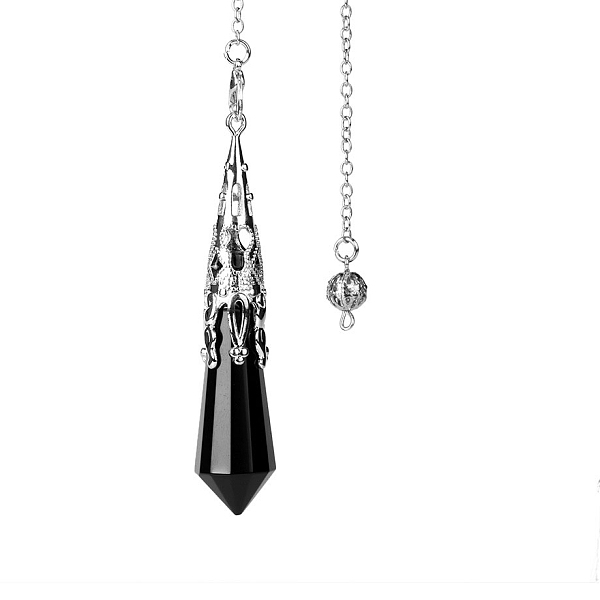 Natural Black Onyx Dowsing Pendulum Big Pendants