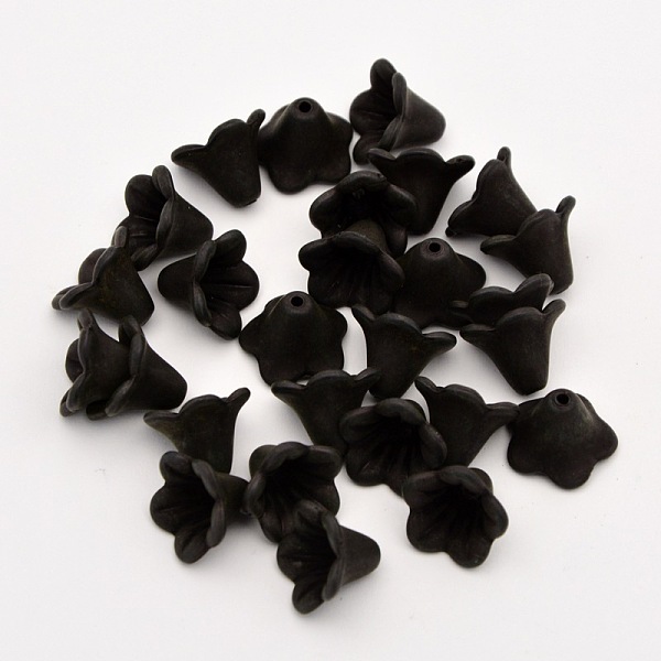 

PandaHall Frosted Flower Acrylic Beads, Black, 14x10mm, Hole: 2mm Acrylic Flower Black