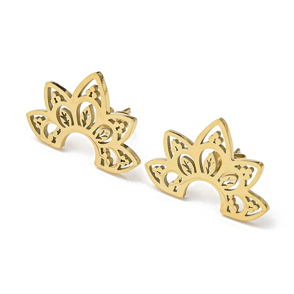 

PandaHall 304 Stainless Steel Stud Earrings, Hollow Flower, Golden, 15x22mm 304 Stainless Steel Flower