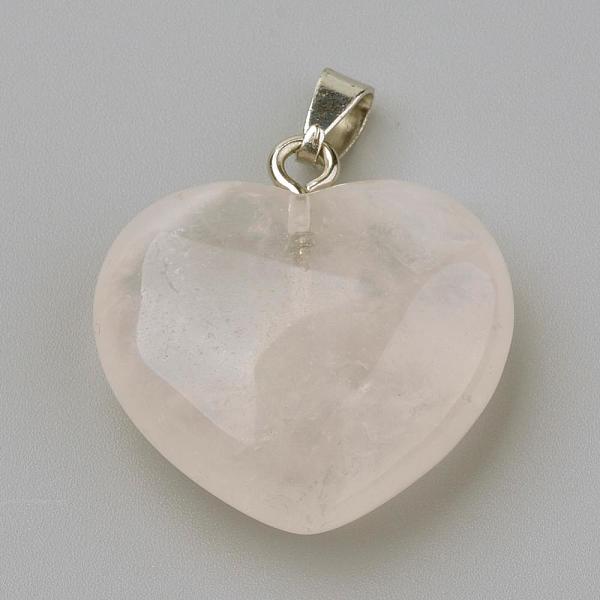 

PandaHall Natural Rose Quartz Pendants, with Alloy Findings, Heart, Platinum, 27~29x28x11mm, Hole: 3.5x5mm Rose Quartz Heart