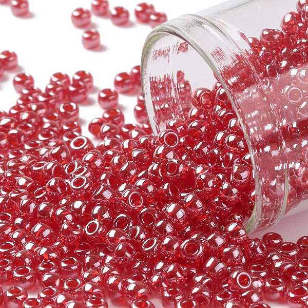 

PandaHall TOHO Round Seed Beads, Japanese Seed Beads, (109C) Dark Ruby Transparent Luster, 8/0, 3mm, Hole: 1mm, about 222pcs/bottle..., Red