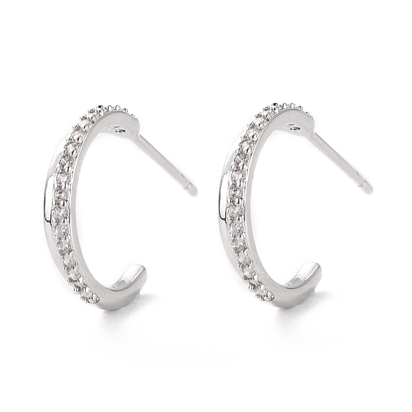 

PandaHall Sparkling Half Hoop Cubic Zirconia Earrings, Open Hoop Earrings, C-shape Stud Earrings for Women, Cadmium Free & Lead Free...