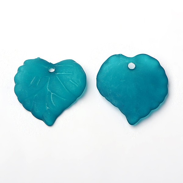 

PandaHall Teal Transparent Acrylic Frosted Leaf Pendants, Dyed, about 16mm long, 15mm wide, 2mm thick, hole: 1.2mm Acrylic Leaf Cyan
