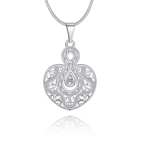 

PandaHall Fashion Tin Alloy Pendant Necklaces, Heart, with Rhinestones, Silver Color Plated, Crystal, 18 inch(45.72cm) Rhinestone Clear