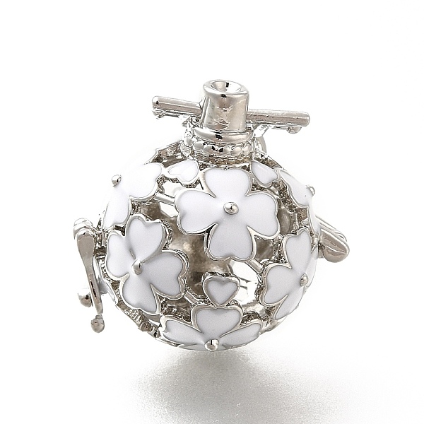 

PandaHall Alloy Enamel Bead Cage Pendants, Hollow Clover Charm, for Chime Ball Pendant Necklaces Making, Platinum, White, 34mm, Hole: 6x3mm...