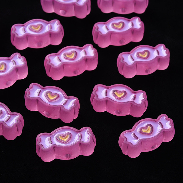 

PandaHall Transparent Acrylic Beads, with Enamel, Frosted, Candy, Medium Violet Red, 13.5x26.5x9.5mm, Hole: 3mm Acrylic Candy