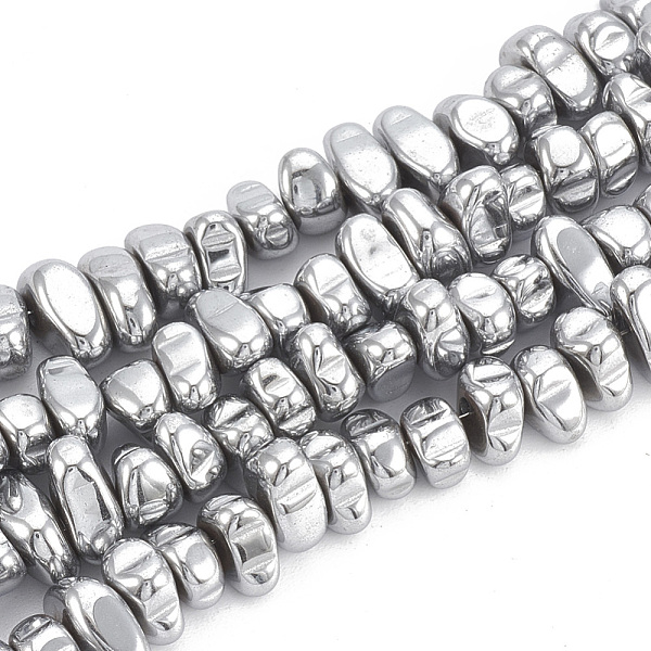 

PandaHall Electroplate Non-magnetic Synthetic Hematite Beads Strands, Chips, Platinum Plated, 5~10x4.5~5.5x4mm, Hole: 1mm, about...
