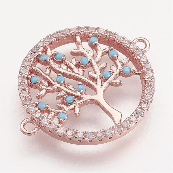 

PandaHall Brass Micro Pave Cubic Zirconia Links, Flat Round with Tree of Life, Rose Gold, 24x19x2mm, Hole: 1mm Brass+Cubic Zirconia Flat...