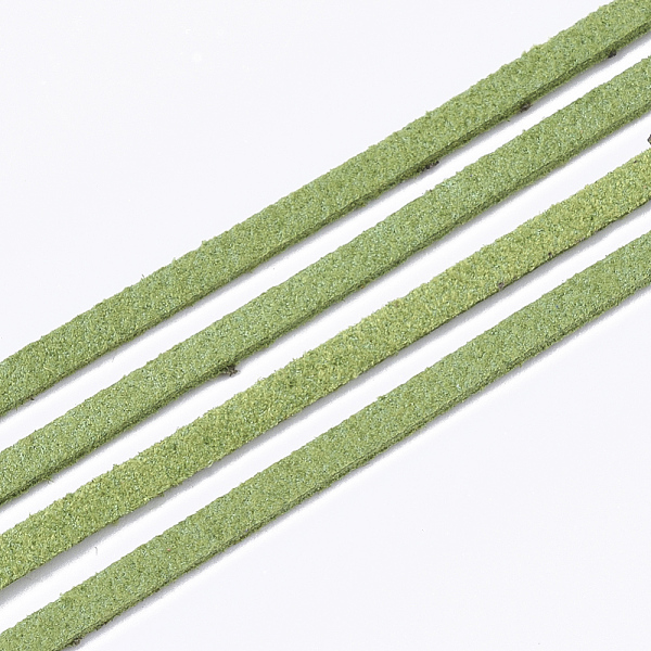 

PandaHall Faux Suede Cord, Faux Suede Lace, Yellow Green, 2.5~2.8x1.5mm, about 1.09 yards(1m)/strand Faux Suede Green