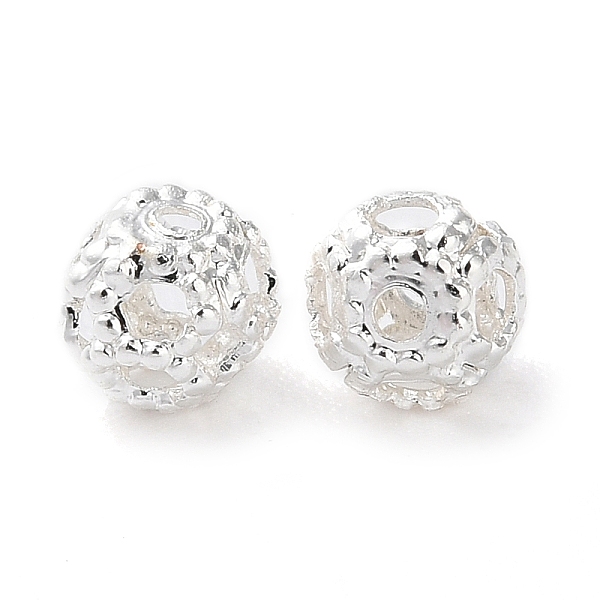 

PandaHall Rack Plating Brass Beads, Long-Lasting Plated, Round, Silver, 4mm, Hole: 0.8mm Brass Round