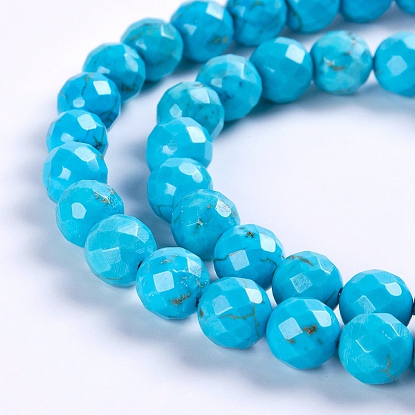 

PandaHall Natural Howlite Beads Strands, Dyed & Heated, Faceted, Round, Turquoise, 6mm, Hole: 1mm, about 51pcs/strand, 15.15 inch(38.4cm)..., Green