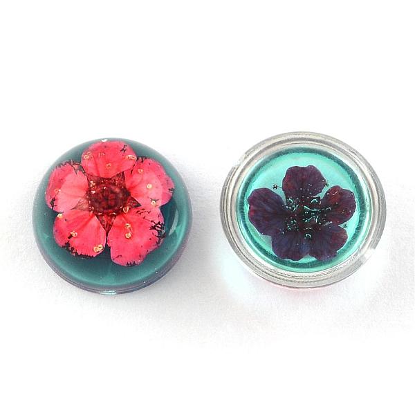 

PandaHall Resin Cabochons, Dome, Half Round, with Dried Flower inside, Prussian Blue, 11.5~12x6~6.5mm Resin Half Round Blue