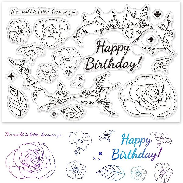 

PandaHall PVC Plastic Stamps, for DIY Scrapbooking, Photo Album Decorative, Cards Making, Stamp Sheets, Flower Pattern, 16x11x0.3cm Plastic...