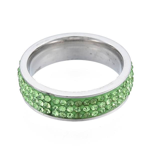 

PandaHall Full Rhinestone Finger Ring, Stainless Steel Color Tone 201 Stainless Steel Jewelry for Women, Peridot, Inner Diameter: 17mm..., Green