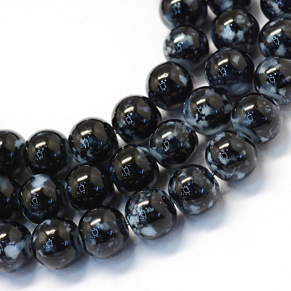

PandaHall Baking Painted Glass Round Bead Strands, Black, 8.5~9mm, Hole: 1.5mm, about 105pcs/strand, 31.8 inch Glass Round Black