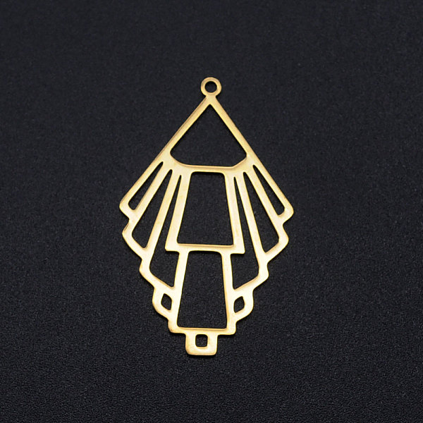 

PandaHall 201 Stainless Steel Filigree Charms, Rhombus, Golden, 39x23.5x1mm, Hole: 1.6mm 201 Stainless Steel Rhombus