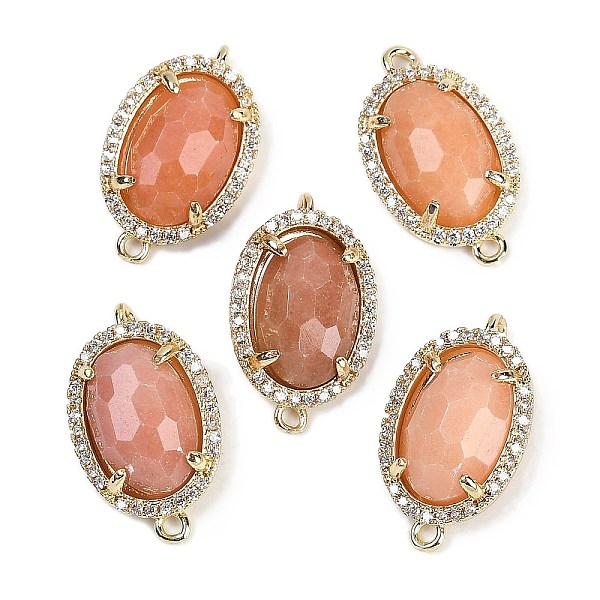 Natural Sunstone Faceted Oval Links