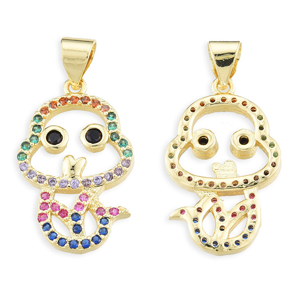 

PandaHall Brass Micro Pave Cubic Zirconia Pendants, with Brass Snap on Bails, Nickel Free, Real 18K Gold Plated, Fish Charm, Colorful...
