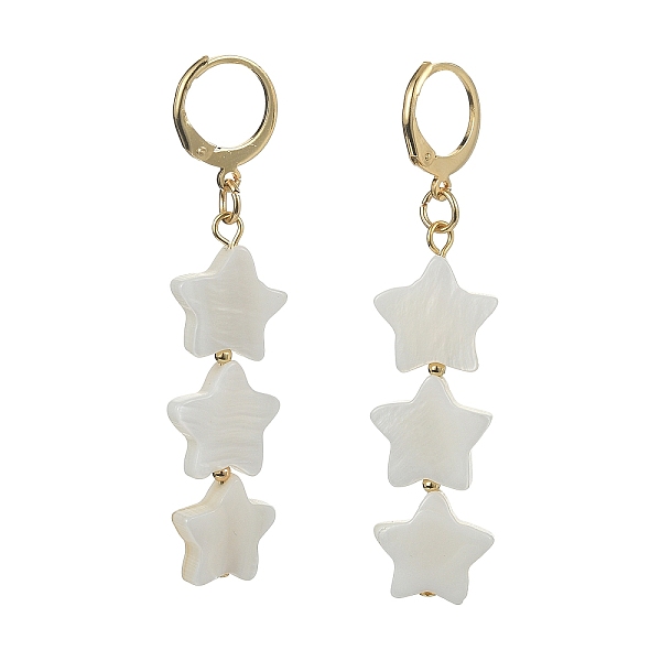 

PandaHall Natural Sea Shell Tassel Dangle Earring, 304 Stainless Steel Leverback Earring for Women, Star, 56x13.5mm Shell Star