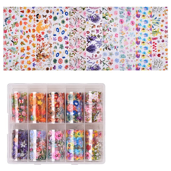 

PandaHall Nail Art Transfer Stickers, Nail Decals, DIY Nail Tips Decoration for Women, Flower & Leaf Pattern, Mixed Color, 40mm, anout..., Multicolor