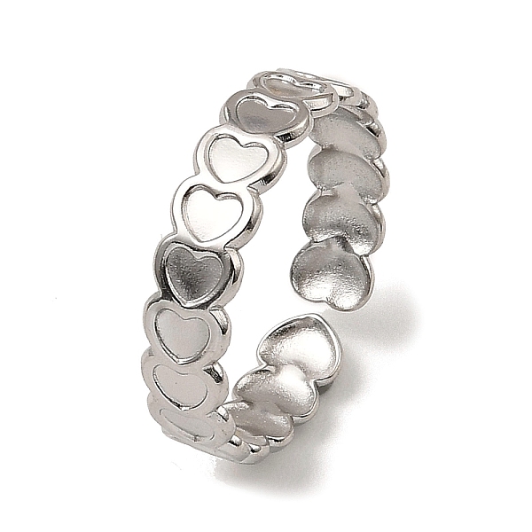 

PandaHall 304 Stainless Steel Open Cuff Rings, Heart, Stainless Steel Color, US Size 7 1/4(17.5mm) 304 Stainless Steel Heart