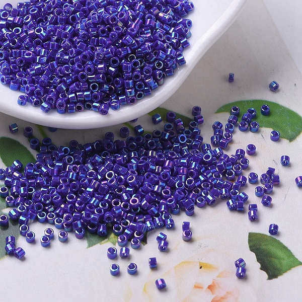 

PandaHall MIYUKI Delica Beads, Cylinder, Japanese Seed Beads, 11/0, (DB0165) Opaque Cobalt AB, 1.3x1.6mm, Hole: 0.8mm, about 2000pcs/10g..., Blue