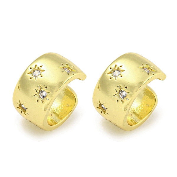 

PandaHall Brass Cuff Earrings, Snowflake, for Women, Real 18K Gold Plated, 15.5x9mm Brass Snowflake Clear