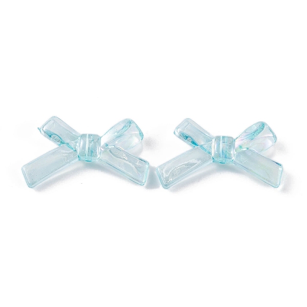 

PandaHall Transparent Acrylic Beads, AB Color Plated, Bowknot, Cyan, 21x34.5x6.5mm, Hole: 1.6mm, about 390pcs/500g Acrylic Bowknot Cyan