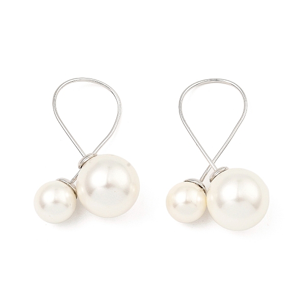 

PandaHall Shell Pearl Round Dangle Stud Earrings, Rhodium Plated 925 Sterling Silver Earrings, with 925 Stamp, Real Platinum Plated...
