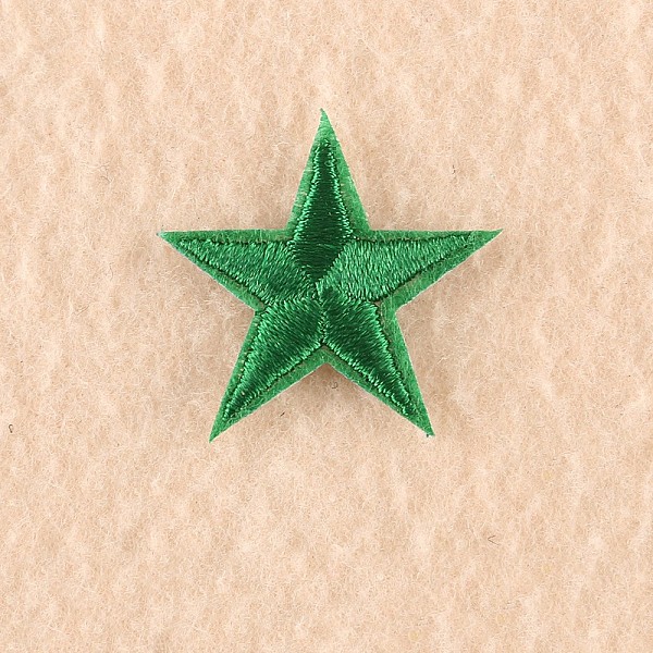PandaHall Computerized Embroidery Cloth Iron on/Sew on Patches, Costume Accessories, Appliques, Star, Green, 3x3cm Cloth Star Green