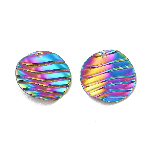 

PandaHall Ion Plating(IP) 304 Stainless Steel Pendants, Flat Round Charm, Rainbow Color, 17x2.5mm, Hole: 1.4mm 304 Stainless Steel Flat...