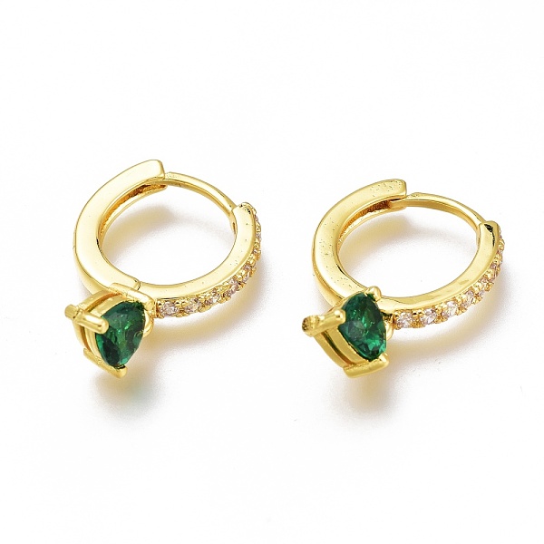 

PandaHall Brass Micro Pave Cubic Zirconia Huggie Hoop Earrings, Long-Lasting Plated, Ring with Heart, Golden, Green, 21mm, Pin: 1x0.7mm...