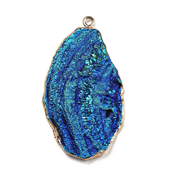 

PandaHall Opaque Resin Pendants, Textured Nuggets Charms with Golden Plated Iron Loops, Blue, 48x27x6mm, Hole: 1.8mm Iron+Resin Nuggets Blue