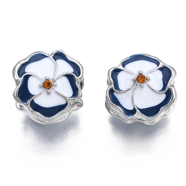 

PandaHall Rack Plating Alloy Enamel European Beads, Large Hole Beads, with Topaz Rhinestone, Cadmium Free & Nickel Free & Lead Free, Flower..., Yellow
