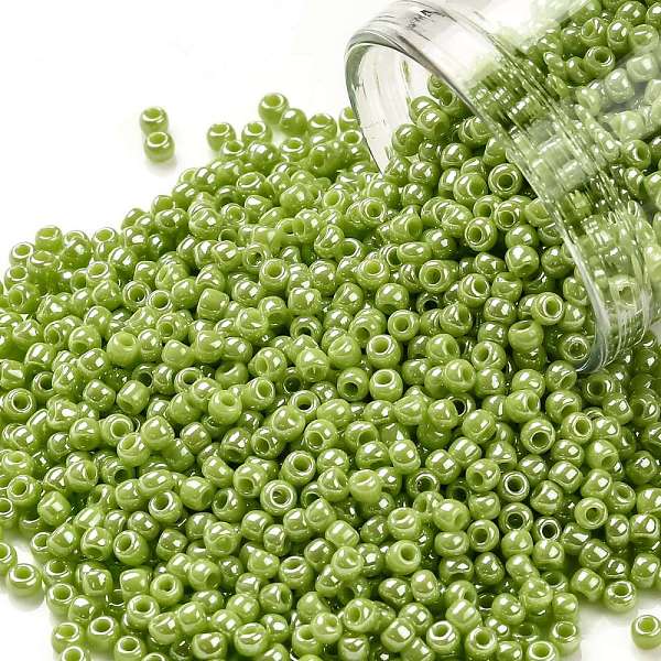 PandaHall TOHO Round Seed Beads, Japanese Seed Beads, (131) Opaque Luster Sour Apple, 11/0, 2.2mm, Hole: 0.8mm, about 1103pcs/10g Glass...