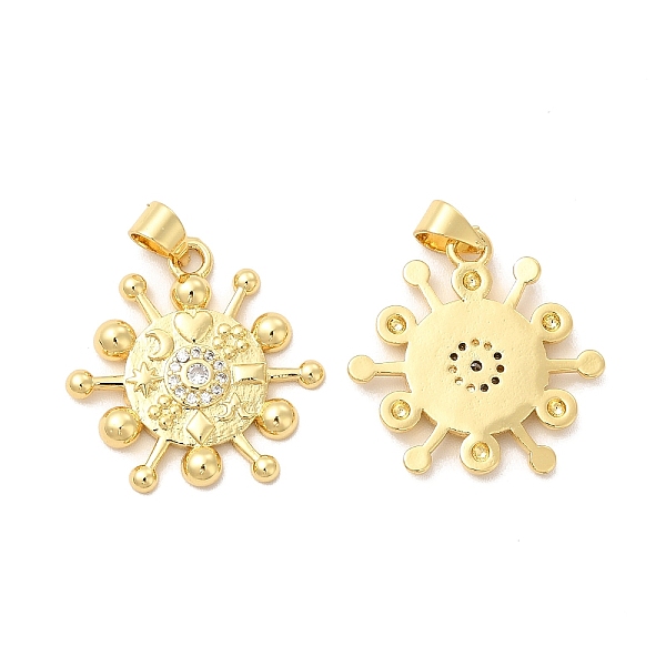 

PandaHall Rack Plating Brass Micro Pave Cubic Zirconia Pendants, Cadmium Free & Lead Free, Long-Lasting, Sun, Real 18K Gold Plated..., Clear