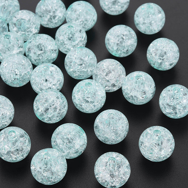 

PandaHall Transparent Crackle Acrylic Beads, Round, Light Cyan, 14x13mm, Hole: 2.5mmhole: 2.5mm, about 340pcs/500g. Acrylic Round