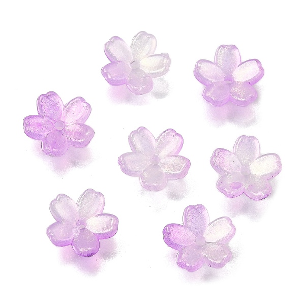 Acrylic Bead Caps, Flower, Lilac, 11x11.5x2mm, Hole: 1.5mm