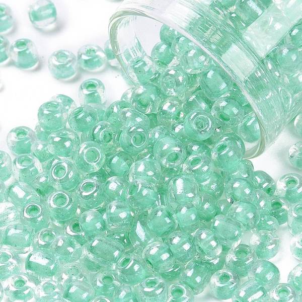 

PandaHall 6/0 Glass Seed Beads, Transparent Inside Colours Luster, Round Hole, Round, Dark Turquoise, 6/0, 4~5x2.5~4.5mm, Hole: 1.2mm, about...