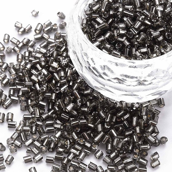

PandaHall Glass Bugle Beads, Silver Lined, Gray, 1.8~2.2x1.8~2mm, Hole: 0.8~0.9mm, about 15000pcs/pound Glass Gray