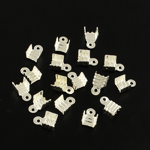 

PandaHall Iron Folding Crimp Ends, Fold Over Crimp Cord Ends, Silver Color Plated, 7x5x4mm, Hole: 1mm, Inner Diameter: 4mm Iron