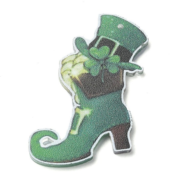 

PandaHall Saint Patrick's Day Opaque Printed Acrylic Pendants, Shoes, 37x36.5x2mm, Hole: 1.4mm Acrylic Shoes Green