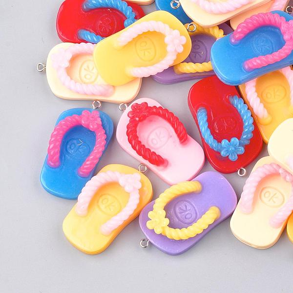 

PandaHall Resin Slipper Pendants, Mixed Color, 46x23x15mm, Hole: 2mm Resin Shoes Multicolor