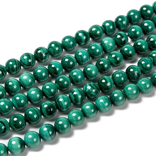 

PandaHall Natural Malachite Beads Strands, Round, 6mm, Hole: 1mm, about 63pcs/strand, 15.7 inch(40cm) Malachite Round