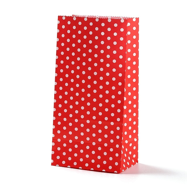 

PandaHall Rectangle Kraft Paper Bags, None Handles, Gift Bags, Polka Dot Pattern, Orange Red, 9.1x5.8x17.9cm Paper Polka Dot