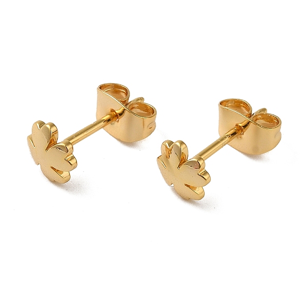 

PandaHall Brass Earrings, Real 18K Gold Plated, Flower, 6x6mm Brass Flower