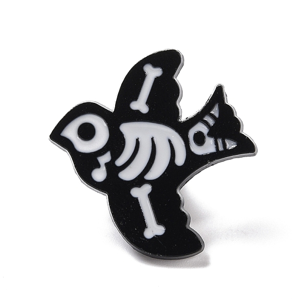 

PandaHall Bird Skeleton Enamel Pin, Halloween Animal Alloy Badge for Backpack Clothing, Electrophoresis Black, White, 25x21x2mm, Pin: 1mm...
