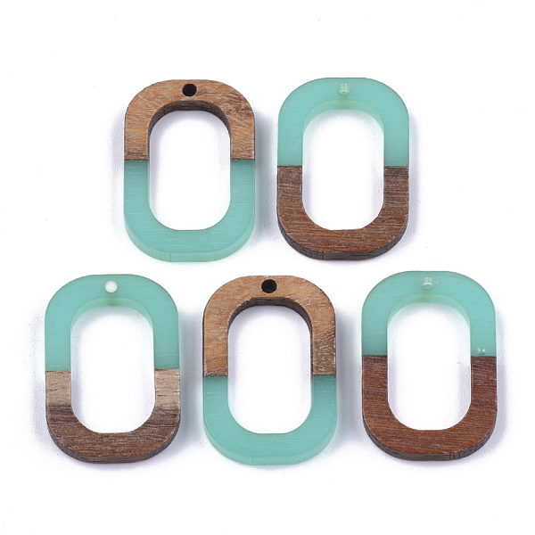 

PandaHall Resin & Walnut Wood Pendants, Oval, Medium Turquoise, 28x19.5x4mm, Hole: 1.5mm Resin+Wood Oval Cyan
