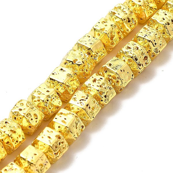

PandaHall Electroplated Natural Lava Rock Beads Strands, Hexagon, Golden Plated, 6.5x7.5x6mm, Hole: 1mm, about 66~67pcs/strand, 15.28~15.35...